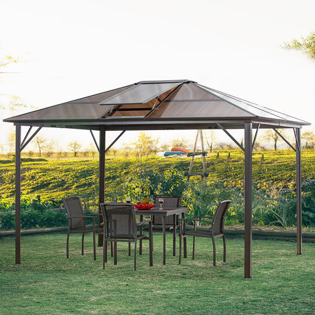 easycomfort easycomfort gazebo da giardino 3 6x3m con tetto apribile in policarbonato e struttura in alluminio
