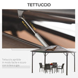 easycomfort easycomfort gazebo da giardino 3 6x3m con tetto apribile in policarbonato e struttura in alluminio