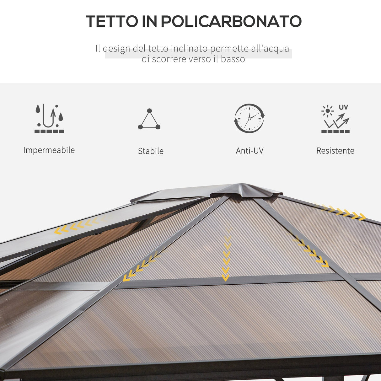 easycomfort easycomfort gazebo da giardino 3 6x3m con tetto apribile in policarbonato e struttura in alluminio