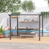 easycomfort gazebo pergola da giardino 3x3m con tenda retrattile in alluminio e poliestere bianco crema