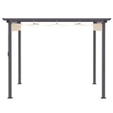 easycomfort gazebo pergola da giardino 3x3m con tenda retrattile in alluminio e poliestere bianco crema