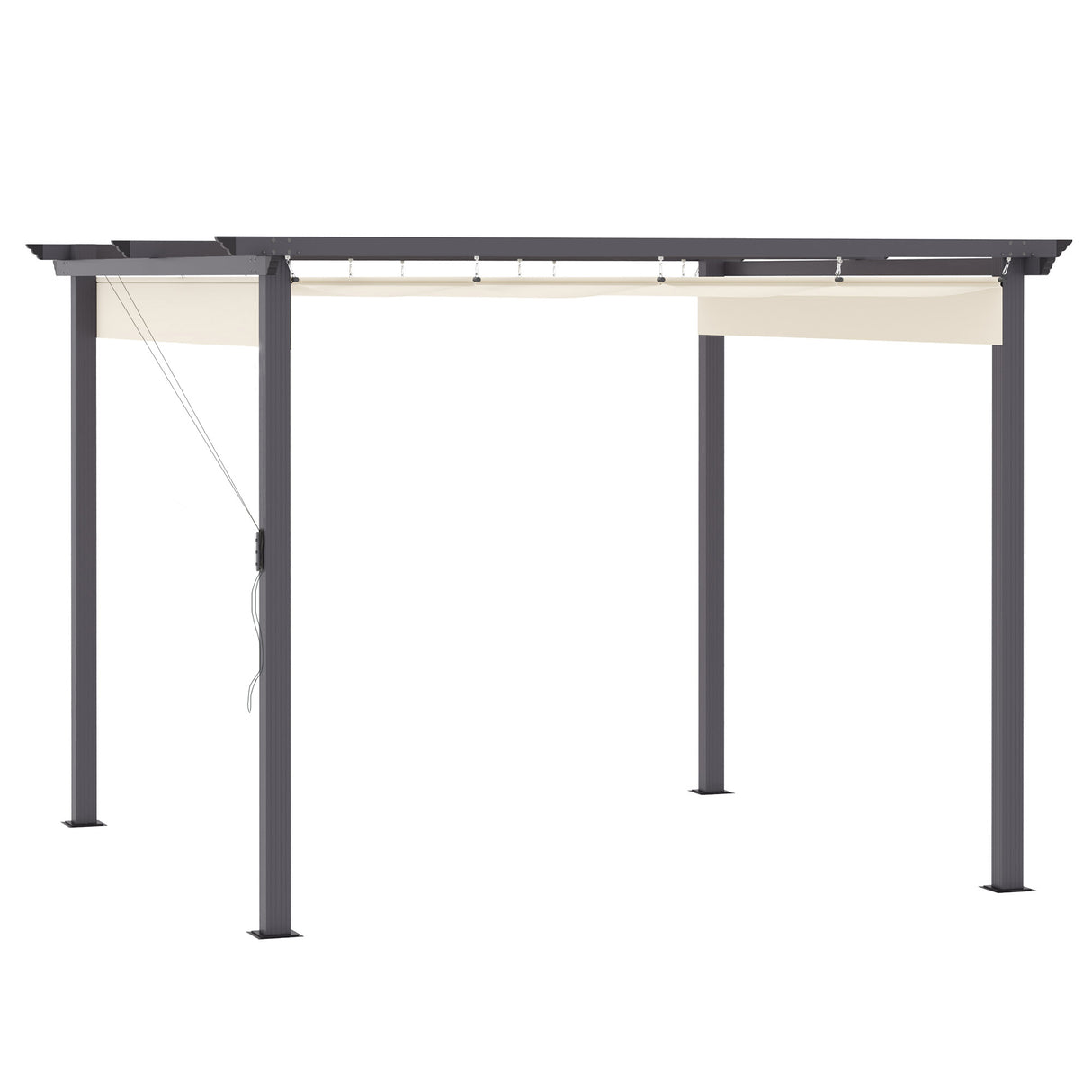 easycomfort gazebo pergola da giardino 3x3m con tenda retrattile in alluminio e poliestere bianco crema