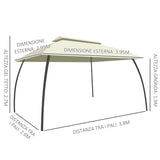 easycomfort gazebo da giardino 4x3m con doppio tettuccio pareti in poliestere e struttura in acciaio beige