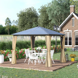 easycomfort gazebo da giardino 3x3m con tetto in policarbonato e zanzariere caffe e khaki