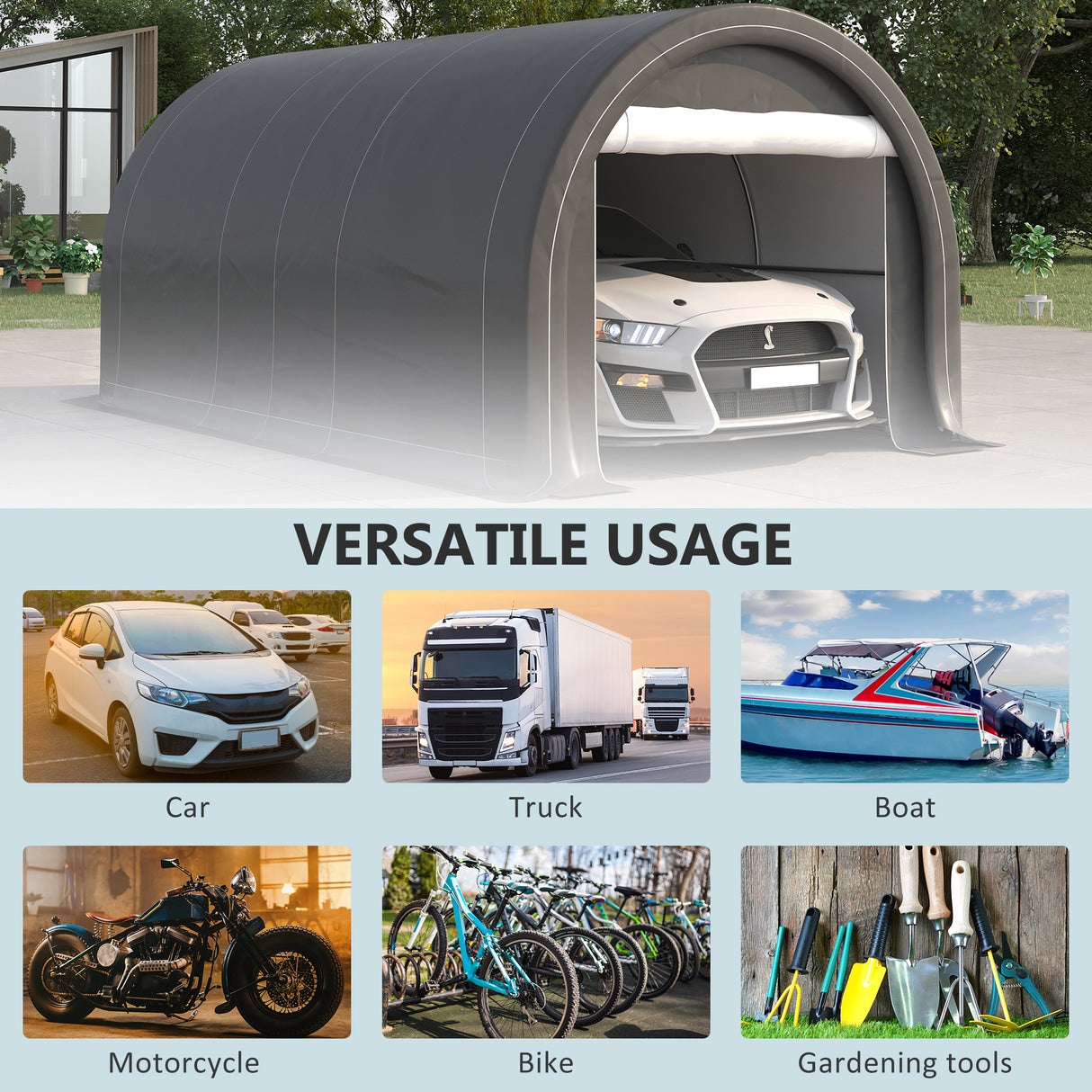 easycomfort easycomfort tendone da giardino per auto e attrezzi con ingresso a cerniera picchetti e funi 500x300x240 cm