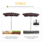 easycomfort easycomfort ombrellone parasole rettangolare con palo inclinabile in poliestere 200 125 235cm marrone