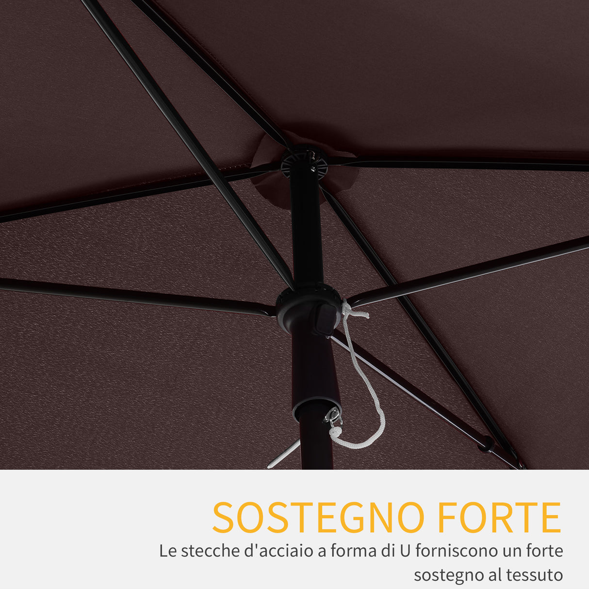 easycomfort easycomfort ombrellone parasole rettangolare con palo inclinabile in poliestere 200 125 235cm marrone