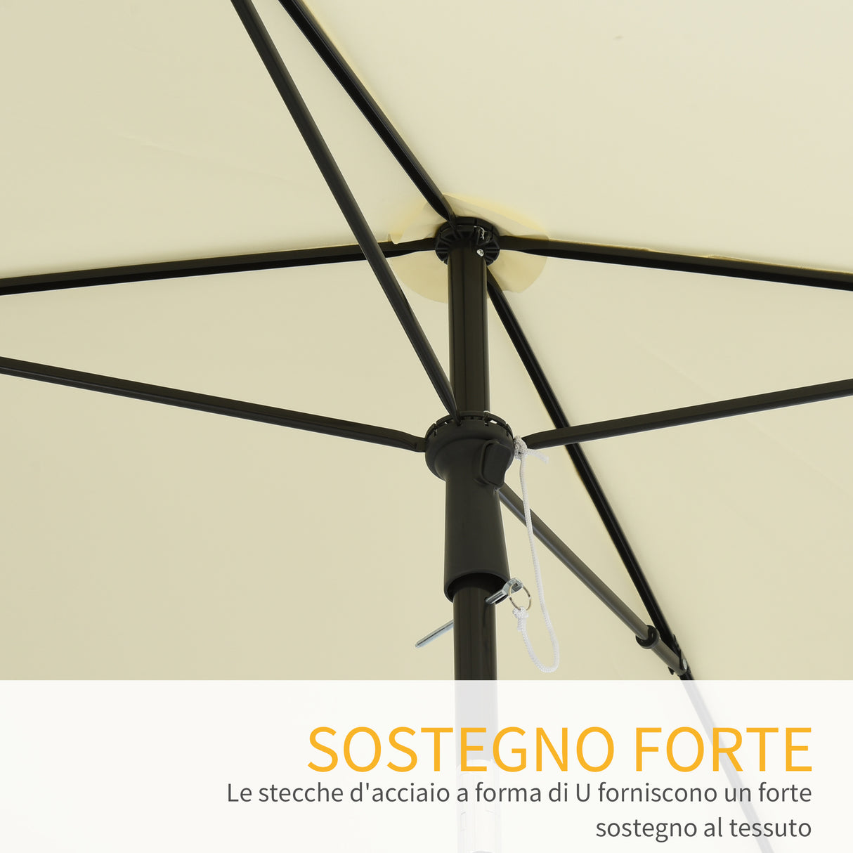 easycomfort easycomfort ombrellone parasole rettangolare con palo inclinabile in poliestere crema