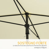 easycomfort easycomfort ombrellone parasole rettangolare con palo inclinabile in poliestere crema