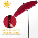 easycomfort easycomfort ombrellone da giardino rettangolare con inclinazione regolabile e palo in alluminio 198x130x240cm rosso e nero