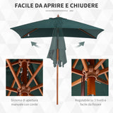 easycomfort easycomfort ombrellone rettangolare in bambu e poliestere anti uv verde 2x1 5x2 3m