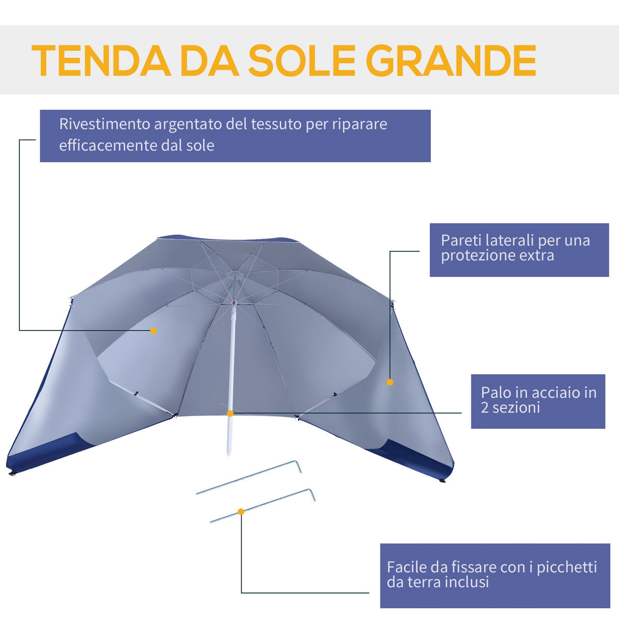 easycomfort easycomfort ombrellone da spiaggia tenda parasole 2 in 1 protezione uv 50 in poliestere ferro con borsa di trasporto