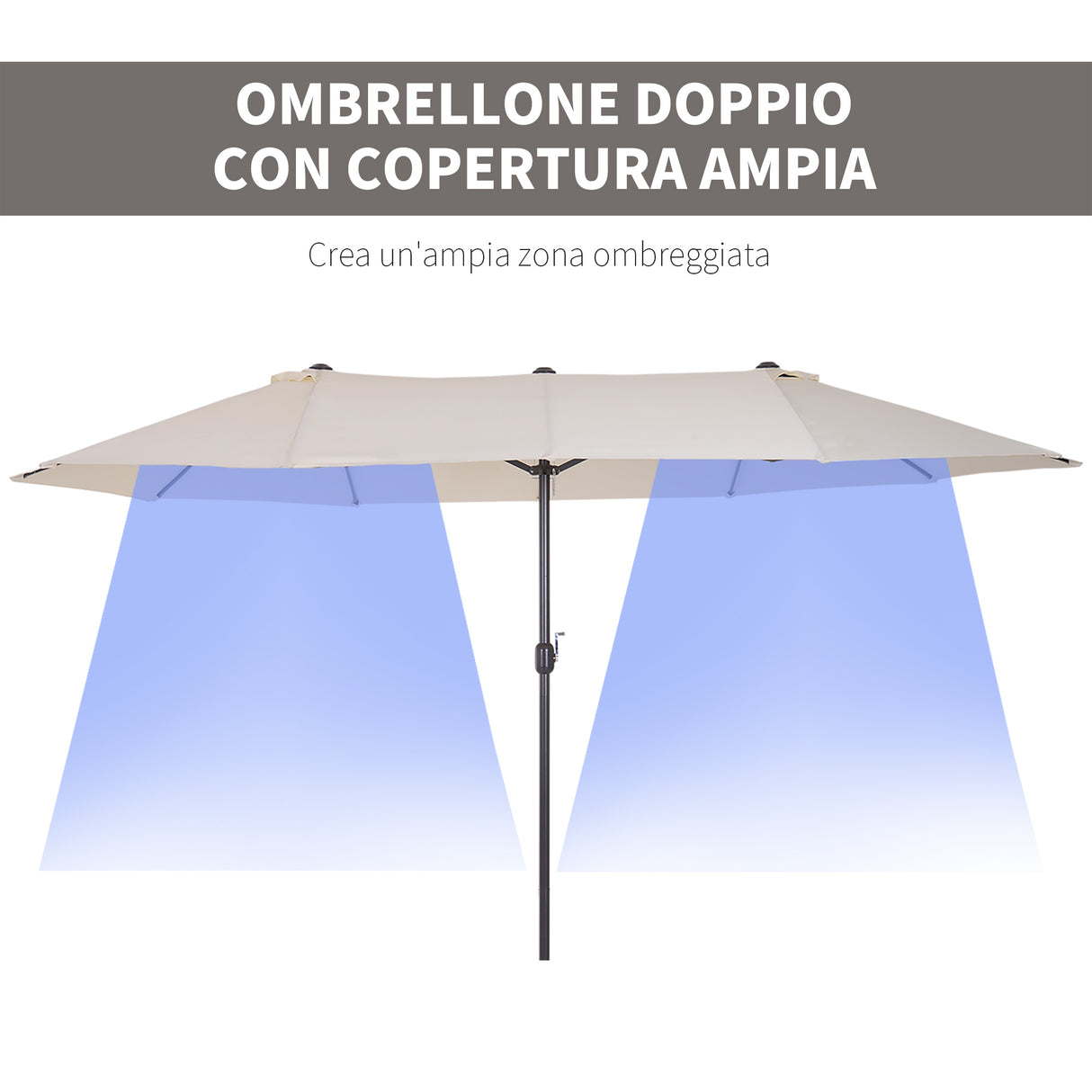 easycomfort easycomfort ombrellone doppio tettuccio da esterni anti uv 460 x 270 x 240 beige marrone