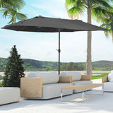 easycomfort easycomfort ombrellone da giardino doppio con apertura a manovella in acciaio e poliestere 460x270x240 cm nero