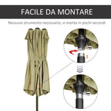 easycomfort easycomfort ombrellone doppio tettuccio da esterni ecru area coperta 4.6m