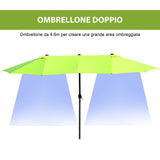 easycomfort easycomfort ombrellone da giardino doppio con apertura a manovella in acciaio e poliestere 460x270x240 cm verde chiaro