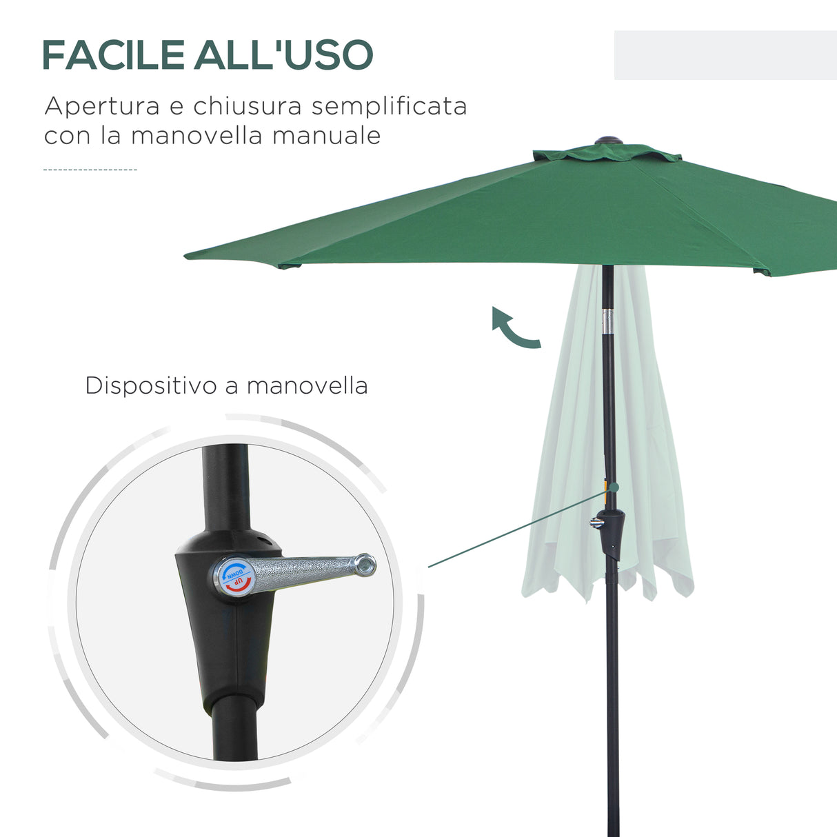 easycomfort easycomfort ombrellone da giardino inclinabile spiaggia alluminio e poliestere 2.7 2.35m verde scuro