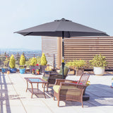 easycomfort ombrellone da giardino 2.7x2.4 m inclinabile con manovella in alluminio e poliestere grigio e nero