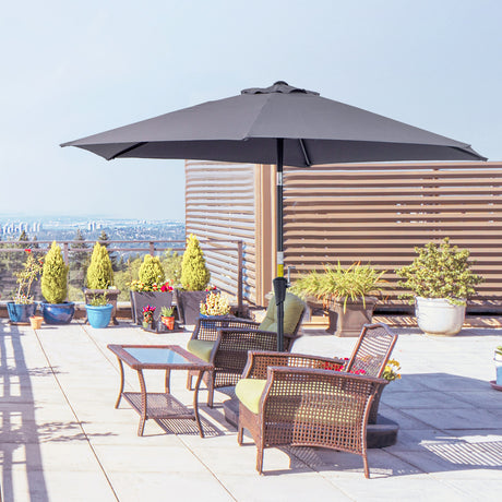 easycomfort ombrellone da giardino 2.7x2.4 m inclinabile con manovella in alluminio e poliestere grigio e nero