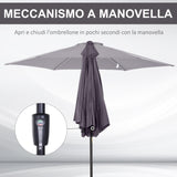 easycomfort ombrellone da giardino 2.7x2.4 m inclinabile con manovella in alluminio e poliestere grigio e nero