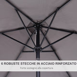 easycomfort ombrellone da giardino 2.7x2.4 m inclinabile con manovella in alluminio e poliestere grigio e nero