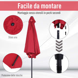 easycomfort easycomfort ombrellone da giardino inclinabile apertura a manovella 2.7x2.35m rosso scuro