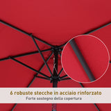 easycomfort easycomfort ombrellone da giardino inclinabile apertura a manovella 2.7x2.35m rosso scuro