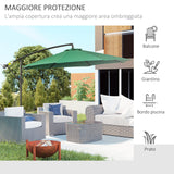 easycomfort easycomfort ombrellone impermeabile decentrato verde struttura in acciaio con manovella 300 x 250 cm