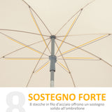 easycomfort easycomfort ombrellone da esterno giardino terrazza portatile 220cm con tettuccio inclinabile in poliestere bianco crema