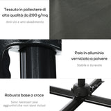 easycomfort ombrellone da giardino con angolazione regolabile su 3 livelli e rotazione a 360 2.5x2.5 m grigio