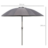 easycomfort easycomfort ombrellone da giardino e terrazza 2 5x2 5 m con manovella 18 stecche e testa inclinabile grigio scuro