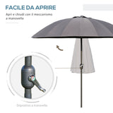 easycomfort easycomfort ombrellone da giardino e terrazza 2 5x2 5 m con manovella 18 stecche e testa inclinabile grigio scuro