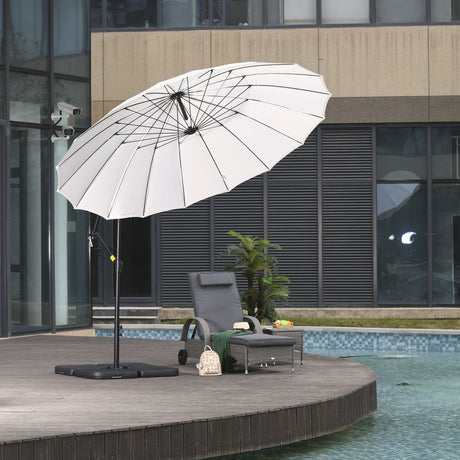 easycomfort easycomfort ombrellone decentrato da giardino 296cm ombrellone a braccio per esterni bianco crema con base a croce