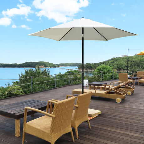 easycomfort ombrellone da giardino 2.6x2.5 m anti uv protezione 30+ con testa inclinabile palo in alluminio e 6 stecche bianco crema