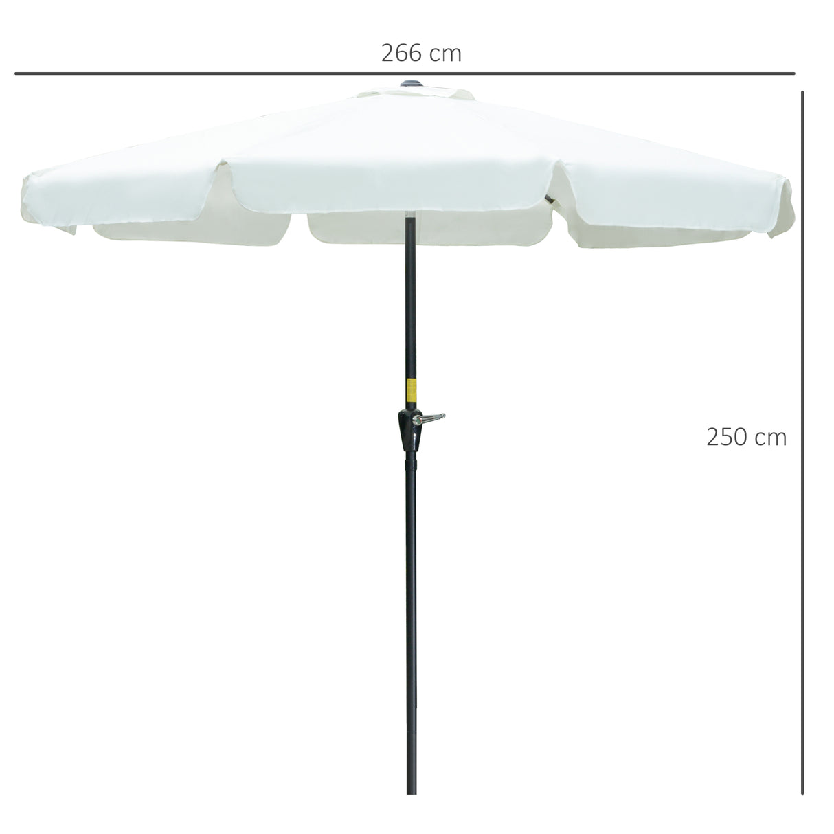 easycomfort ombrellone da giardino e terrazza o2.7x2.5 m rotondo con testa inclinabile e resistente ai raggi uv 50+ beige