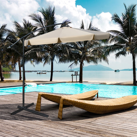 easycomfort ombrellone da giardino o2.7x2.7m a braccio con tettuccio regolabile marrone chiaro