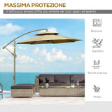 easycomfort ombrellone a braccio da esterni 2.7x2.7 cm con tettuccio regolabile a 2 livelli e base a croce marrone