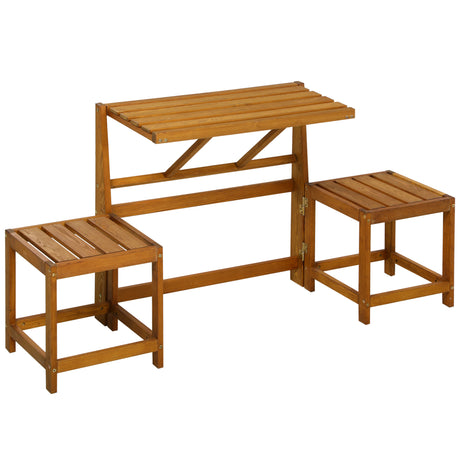 easycomfort easycomfort set da giardino 2 in 1 tavolo e sedie da giardino o panca da giardino per 2 persone color teak