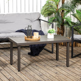easycomfort tavolino da caffe in acciaio con piedini regolabili e piano a doghe 91x51x46 cm marrone