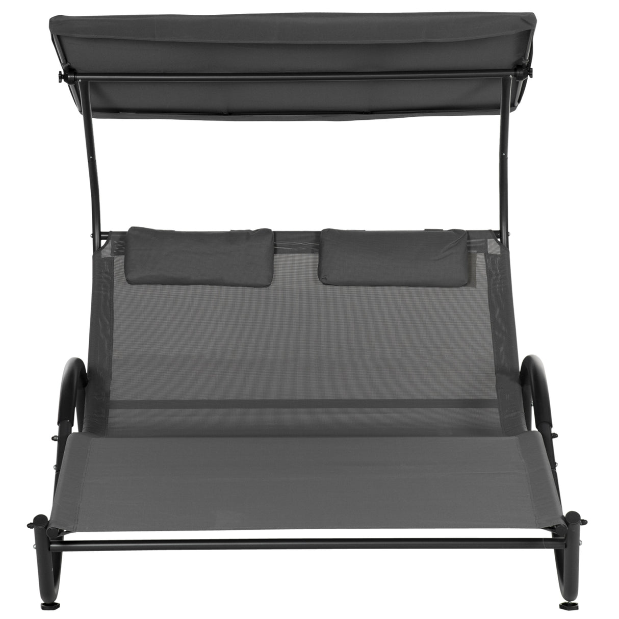 easycomfort easycomfort lettino prendisole reclinabile a 2 posti con ruote poggiatesta imbottito e tetto 200x137x138 cm grigio