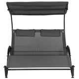 easycomfort easycomfort lettino prendisole reclinabile a 2 posti con ruote poggiatesta imbottito e tetto 200x137x138 cm grigio