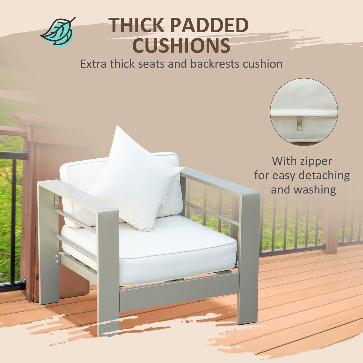 easycomfort easycomfort set giardino 4 pezzi con divanetto 2 poltrone e tavolino con cuscini sfoderabili oro