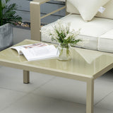 easycomfort easycomfort set giardino 4 pezzi con divanetto 2 poltrone e tavolino con cuscini sfoderabili oro