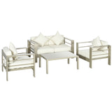 easycomfort easycomfort set giardino 4 pezzi con divanetto 2 poltrone e tavolino con cuscini sfoderabili oro