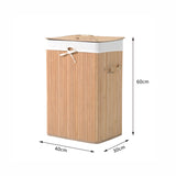 easycomfort easycomfort cesta portabiancheria in bambu con coperchio e fodera rimovibile 40 x 30 x 60cm naturale