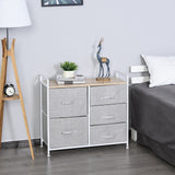 easycomfort easycomfort cassettiera in metallo bianco e legno con 5 cassetti pieghevoli e rimovibili in tessuto grigio 83lx 29p x 77acm ean 8054144134062
