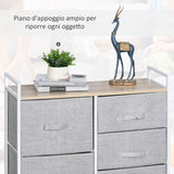 easycomfort easycomfort cassettiera in metallo bianco e legno con 5 cassetti pieghevoli e rimovibili in tessuto grigio 83lx 29p x 77acm ean 8054144134062