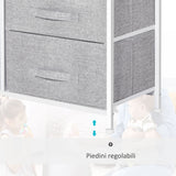 easycomfort easycomfort cassettiera in metallo bianco e legno con 5 cassetti pieghevoli e rimovibili in tessuto grigio 83lx 29p x 77acm ean 8054144134062