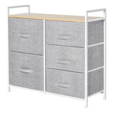 easycomfort easycomfort cassettiera in metallo bianco e legno con 5 cassetti pieghevoli e rimovibili in tessuto grigio 83lx 29p x 77acm ean 8054144134062