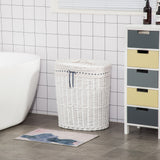 easycomfort easycomfort cesto portabiancheria in vimini con coperchio e sacco interno in tessuto lavabile bianco